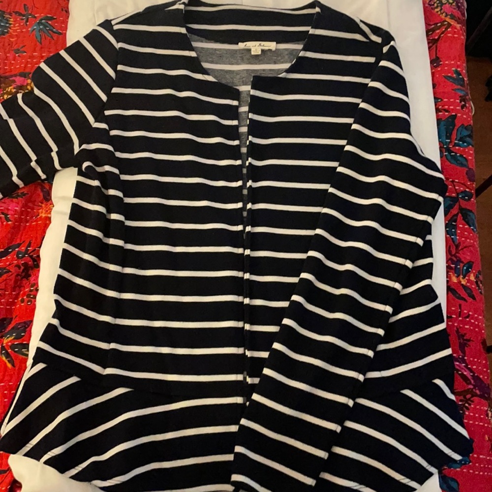 Jane and Delancey peplum stripped blazer